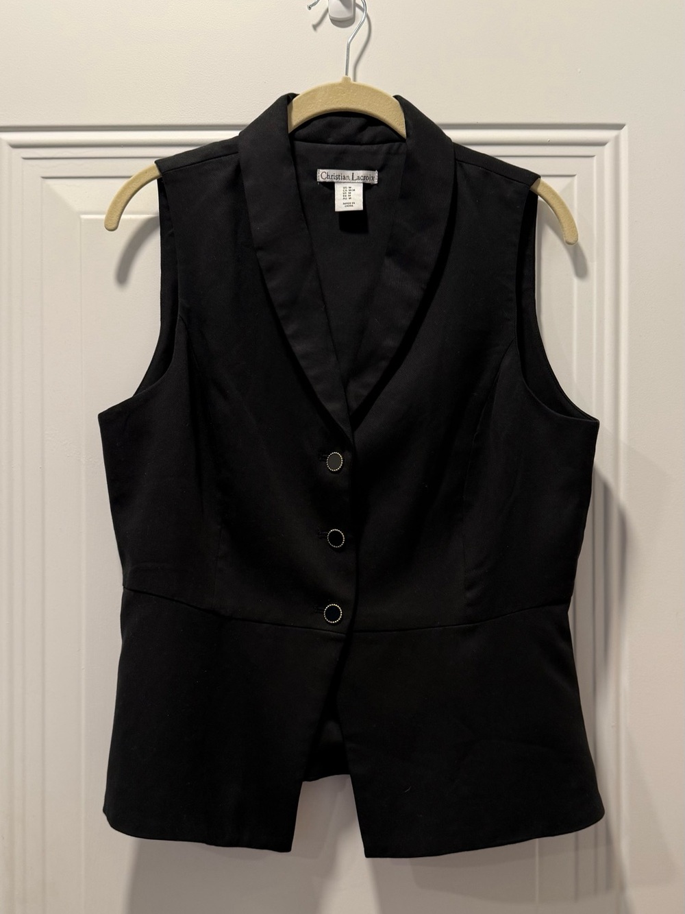 Christian Lacroix Black Sleeveless Tailored Vest Sz M